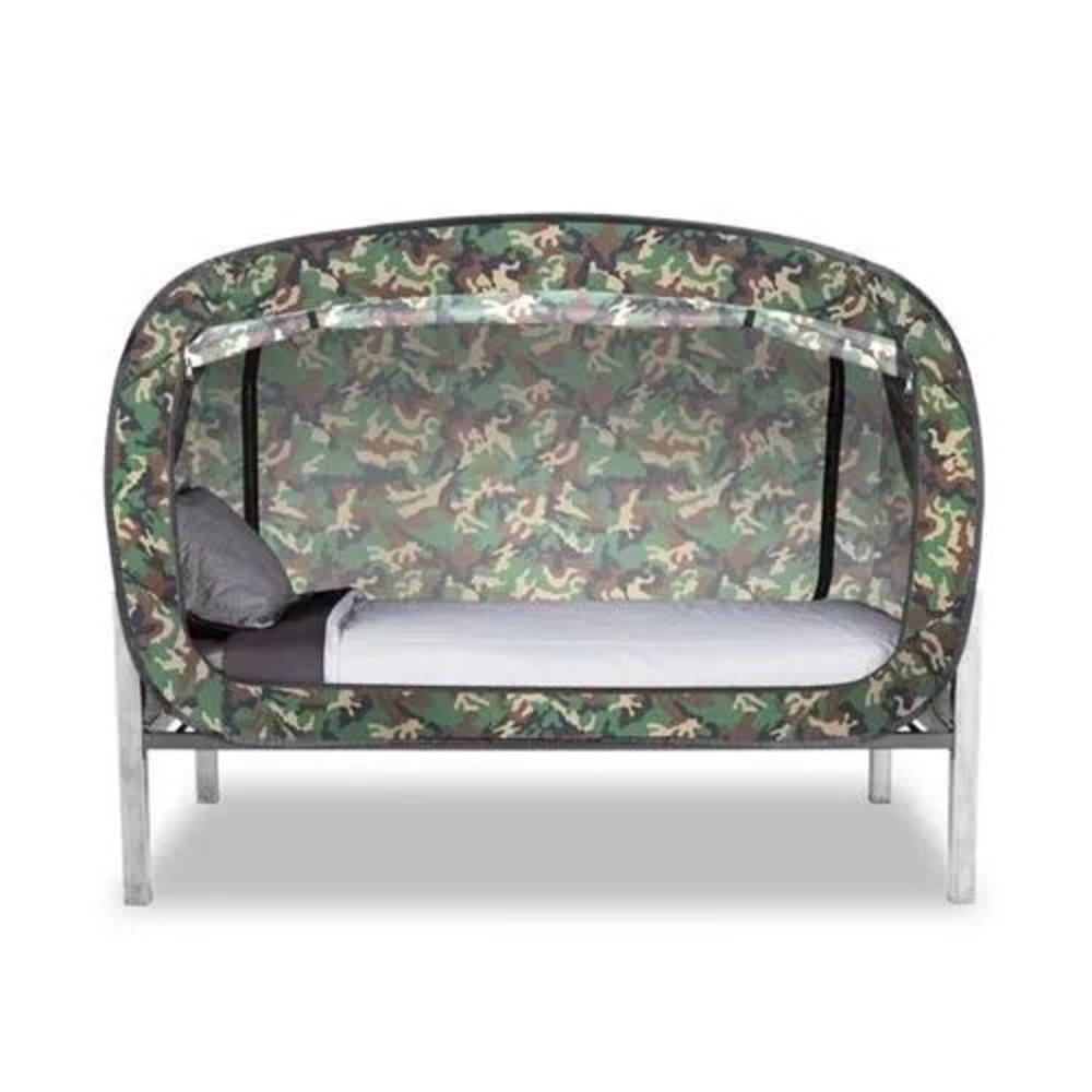 Privacy Pop Bed Tent Full Size Camouflage Design w Carrying Case for Kids Teens